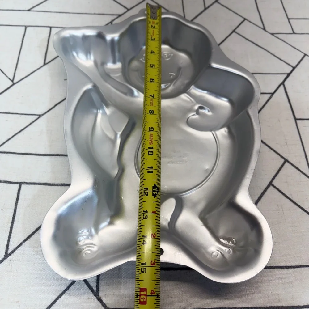 Wilton Barney Cake Pan 14x11 Silver 1993 Vintage Dinosaur Aluminum 2105-6713